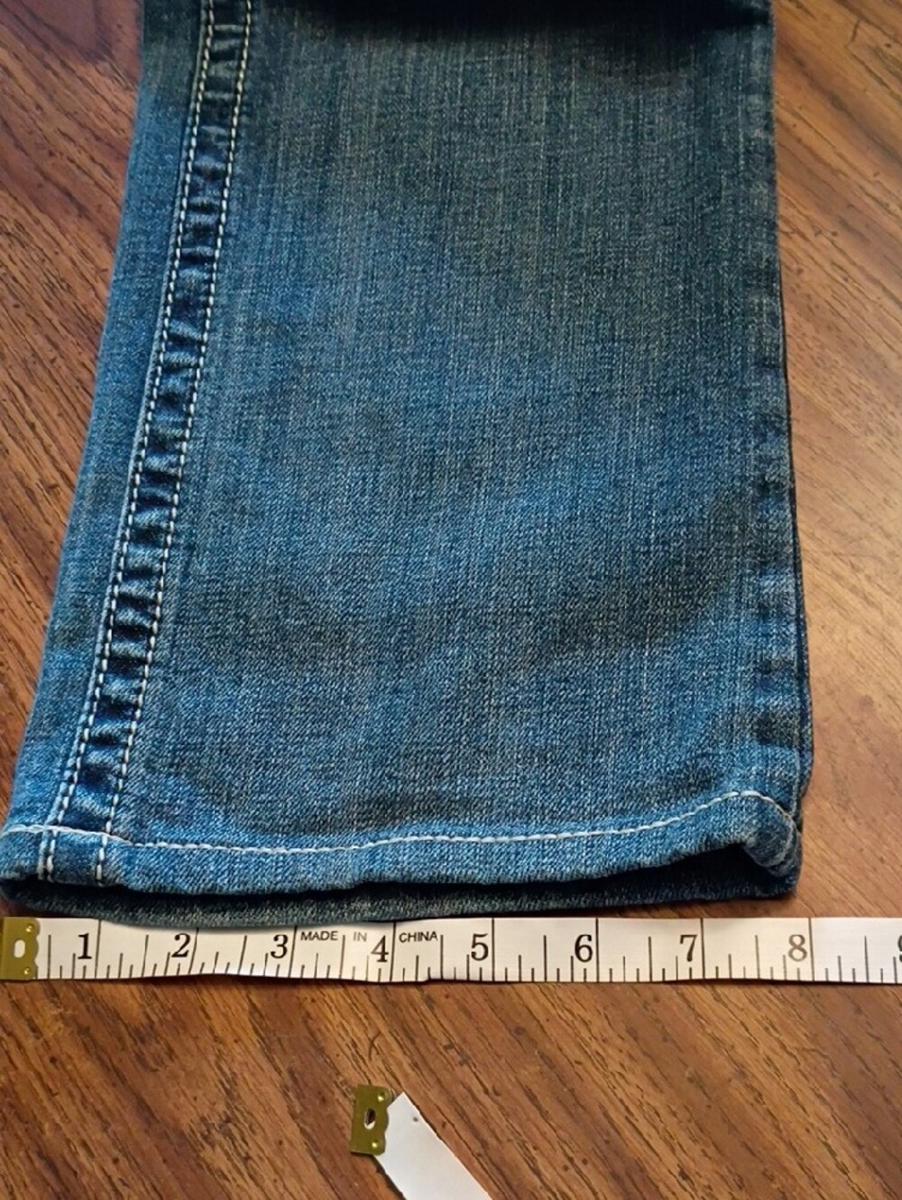 😍Miss Me Mid Blue Straight Leg Jeans with Embroidered Stud Pocket - Picture 10 of 14